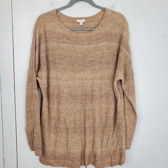 J Jill Sweater Muted Color Striping Round Neck Knit Drop Shoulder WOmens M - Picture 1 of 10